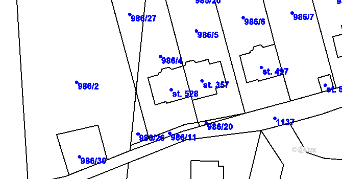 Parcela st. 528 v KÚ Sulice, Katastrální mapa