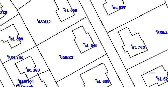 Parcela st. 545 v KÚ Sulice, Katastrální mapa