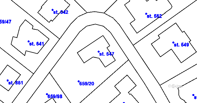 Parcela st. 547 v KÚ Sulice, Katastrální mapa
