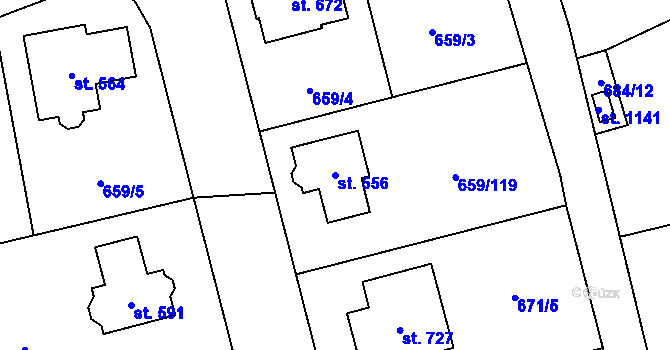 Parcela st. 556 v KÚ Sulice, Katastrální mapa