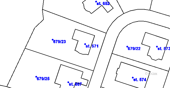 Parcela st. 571 v KÚ Sulice, Katastrální mapa