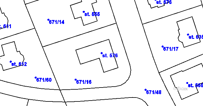 Parcela st. 576 v KÚ Sulice, Katastrální mapa