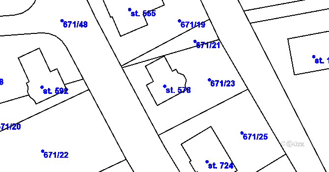 Parcela st. 578 v KÚ Sulice, Katastrální mapa