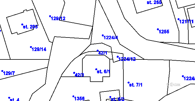 Parcela st. 42/1 v KÚ Sulice, Katastrální mapa
