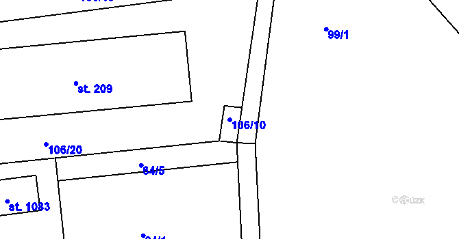 Parcela st. 106/10 v KÚ Sulice, Katastrální mapa
