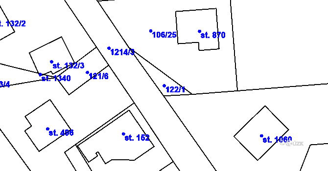 Parcela st. 122/1 v KÚ Sulice, Katastrální mapa