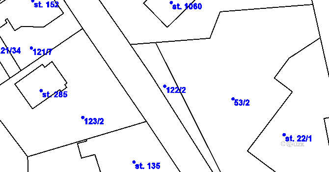 Parcela st. 122/2 v KÚ Sulice, Katastrální mapa
