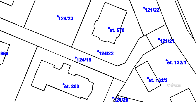 Parcela st. 124/22 v KÚ Sulice, Katastrální mapa