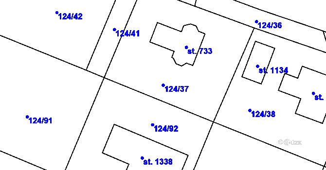 Parcela st. 124/37 v KÚ Sulice, Katastrální mapa