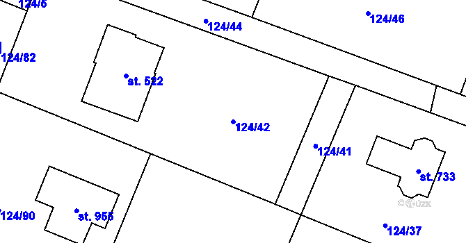 Parcela st. 124/42 v KÚ Sulice, Katastrální mapa