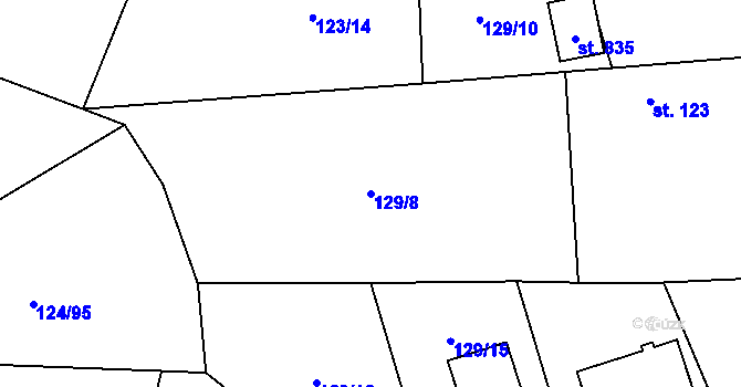 Parcela st. 129/8 v KÚ Sulice, Katastrální mapa