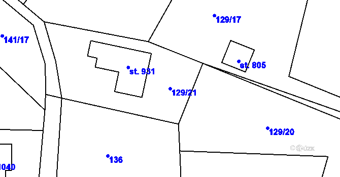 Parcela st. 129/21 v KÚ Sulice, Katastrální mapa