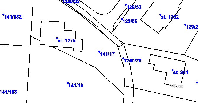 Parcela st. 141/17 v KÚ Sulice, Katastrální mapa