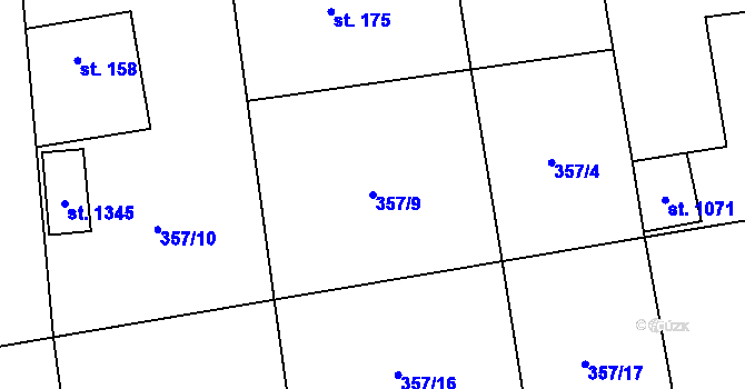 Parcela st. 357/9 v KÚ Sulice, Katastrální mapa