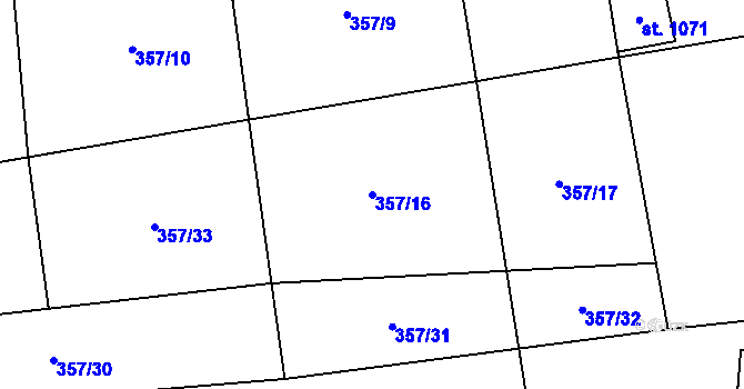 Parcela st. 357/16 v KÚ Sulice, Katastrální mapa