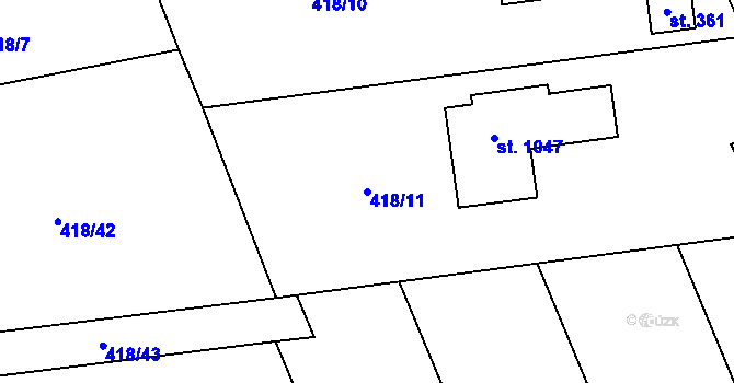 Parcela st. 418/11 v KÚ Sulice, Katastrální mapa