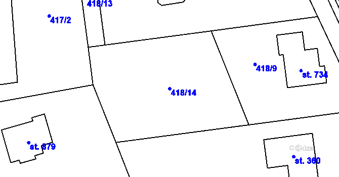 Parcela st. 418/14 v KÚ Sulice, Katastrální mapa