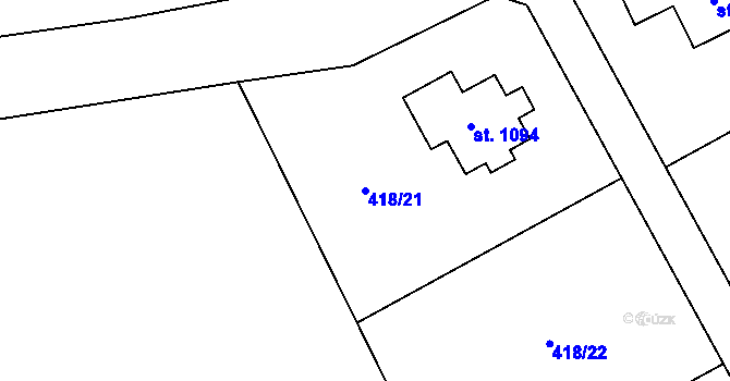 Parcela st. 418/21 v KÚ Sulice, Katastrální mapa