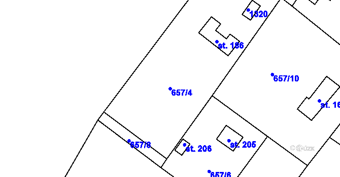 Parcela st. 657/4 v KÚ Sulice, Katastrální mapa