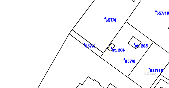 Parcela st. 657/8 v KÚ Sulice, Katastrální mapa