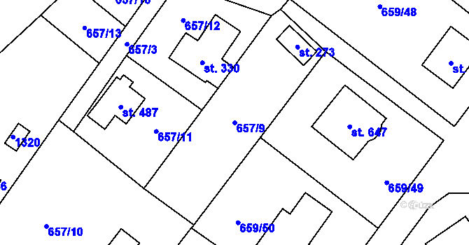Parcela st. 657/9 v KÚ Sulice, Katastrální mapa