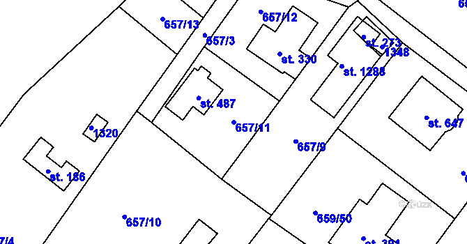 Parcela st. 657/11 v KÚ Sulice, Katastrální mapa