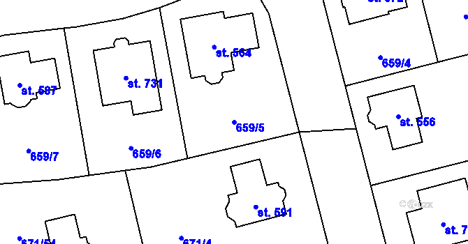 Parcela st. 659/5 v KÚ Sulice, Katastrální mapa
