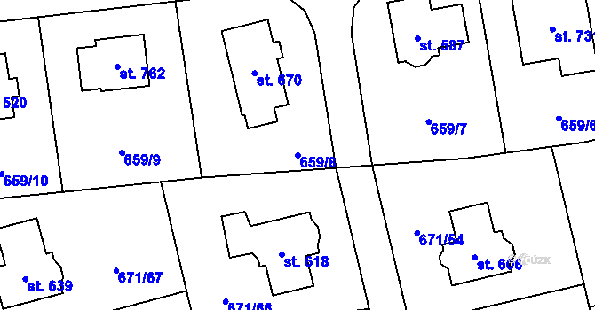 Parcela st. 659/8 v KÚ Sulice, Katastrální mapa