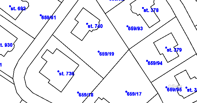 Parcela st. 659/19 v KÚ Sulice, Katastrální mapa