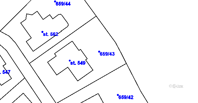 Parcela st. 659/43 v KÚ Sulice, Katastrální mapa