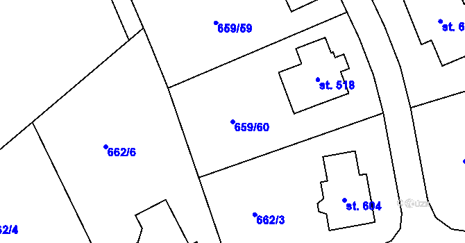 Parcela st. 659/60 v KÚ Sulice, Katastrální mapa