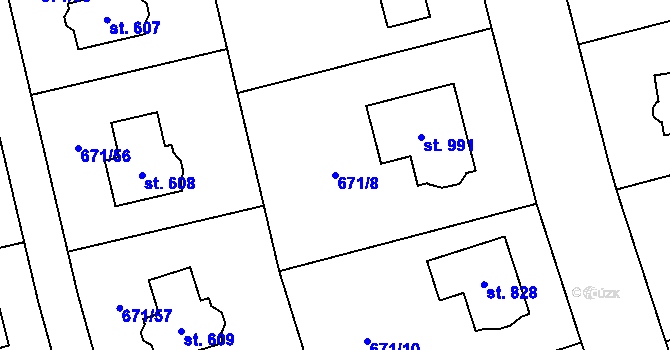 Parcela st. 671/8 v KÚ Sulice, Katastrální mapa