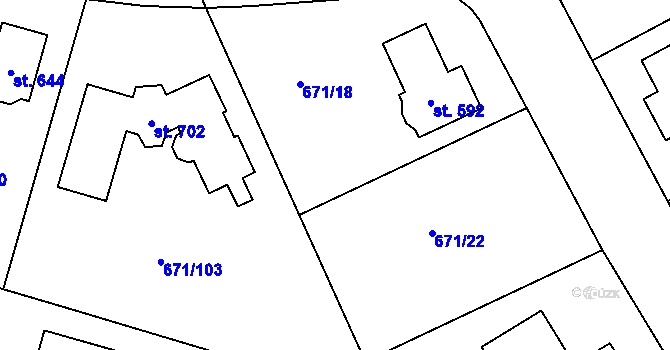 Parcela st. 671/20 v KÚ Sulice, Katastrální mapa