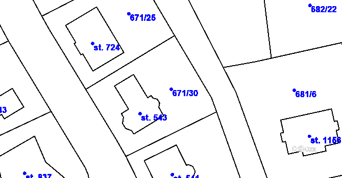 Parcela st. 671/30 v KÚ Sulice, Katastrální mapa