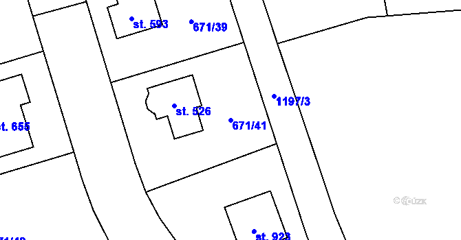 Parcela st. 671/41 v KÚ Sulice, Katastrální mapa