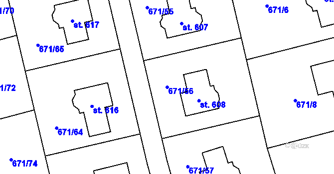 Parcela st. 671/56 v KÚ Sulice, Katastrální mapa
