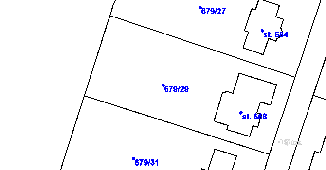 Parcela st. 679/29 v KÚ Sulice, Katastrální mapa