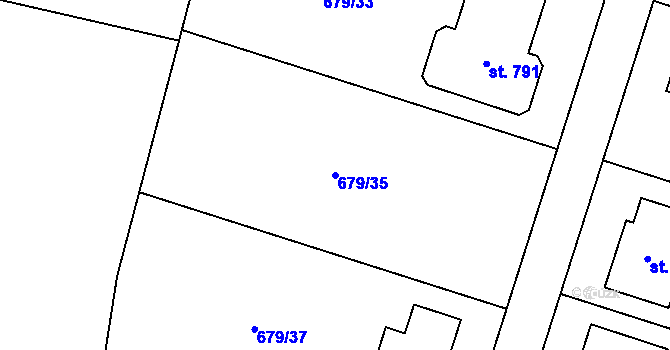 Parcela st. 679/35 v KÚ Sulice, Katastrální mapa