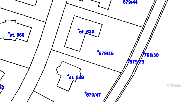 Parcela st. 679/45 v KÚ Sulice, Katastrální mapa