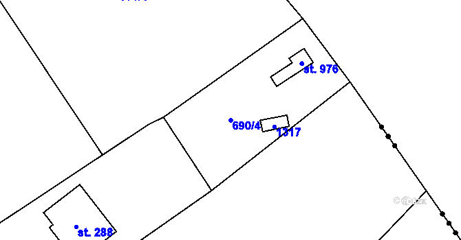Parcela st. 690/4 v KÚ Sulice, Katastrální mapa