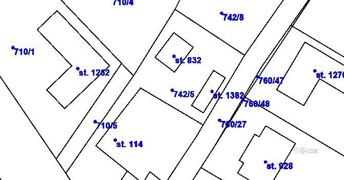 Parcela st. 742/5 v KÚ Sulice, Katastrální mapa