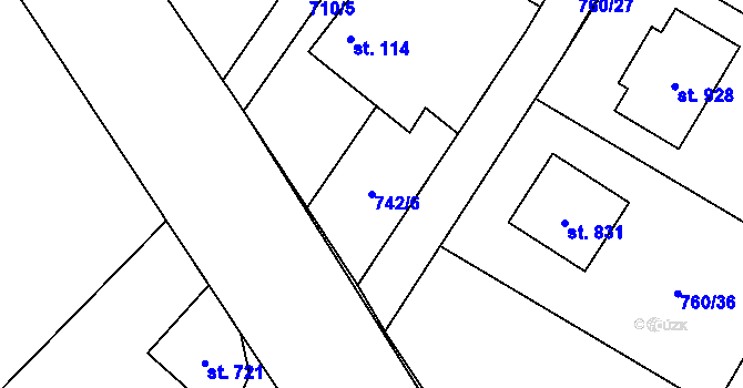 Parcela st. 742/6 v KÚ Sulice, Katastrální mapa