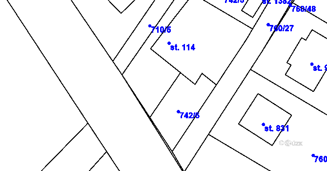 Parcela st. 742/7 v KÚ Sulice, Katastrální mapa