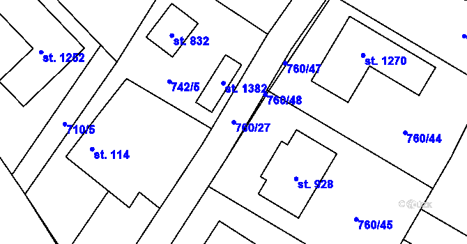 Parcela st. 760/27 v KÚ Sulice, Katastrální mapa