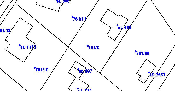 Parcela st. 761/8 v KÚ Sulice, Katastrální mapa
