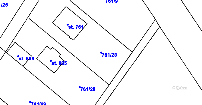 Parcela st. 761/28 v KÚ Sulice, Katastrální mapa