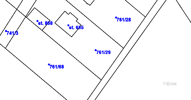 Parcela st. 761/29 v KÚ Sulice, Katastrální mapa