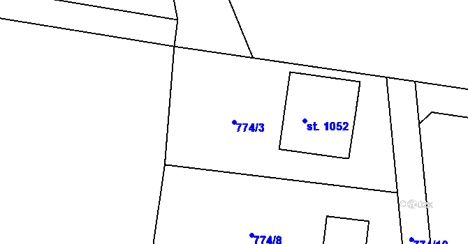 Parcela st. 774/3 v KÚ Sulice, Katastrální mapa