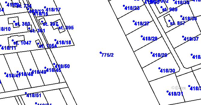 Parcela st. 775/2 v KÚ Sulice, Katastrální mapa