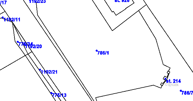 Parcela st. 786/1 v KÚ Sulice, Katastrální mapa